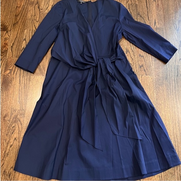 NWT - Lafayette 148 Navy faux wrap 3/4 sleeve Penelope Dress (sz 14) - Picture 5 of 5